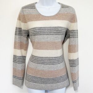 41 HAWTHORN 100% Cashmere Rella Crewneck Striped Sweater Medium
